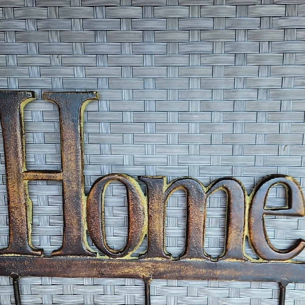Vintage Cast Iron Metal Bronze Look 'Home'Wall Hook 12 X 7